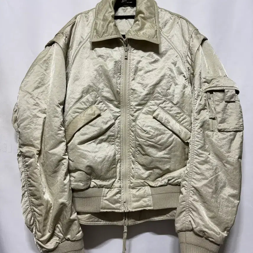[BUNJANG] System Homme Crinkle Detail Detachable MA-1 Jacket / 95 시스템옴므 크링클 디테쳐블 MA-1 자켓