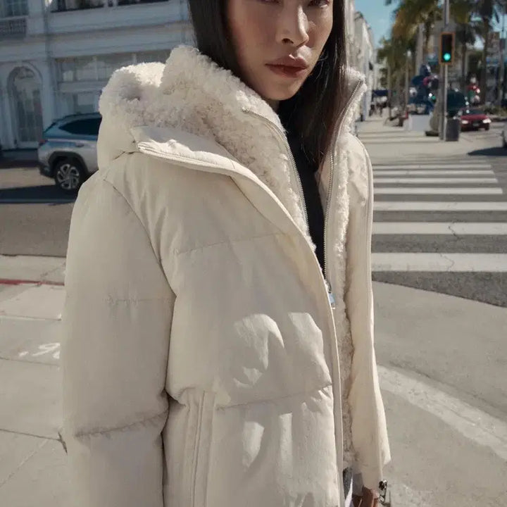 [BUNJANG] ZARA Borreguillo Waterproof Anorak Short Padded Jacket / 자라 ZARA 보르레길로 워터프루프 아노락 숏패딩 새제품