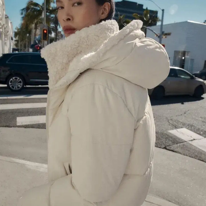 [BUNJANG] ZARA Borreguillo Waterproof Anorak Short Padded Jacket / 자라 ZARA 보르레길로 워터프루프 아노락 숏패딩 새제품