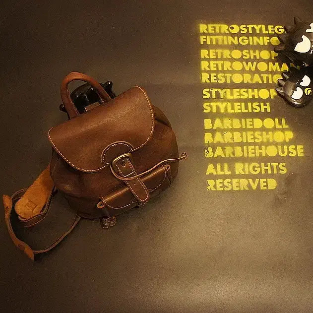[BUNJANG] Vintage Leather Mini Backpack / 244 빈티지 미니배낭 가죽백팩 배낭 미니백팩 여자백팩 레더미니백