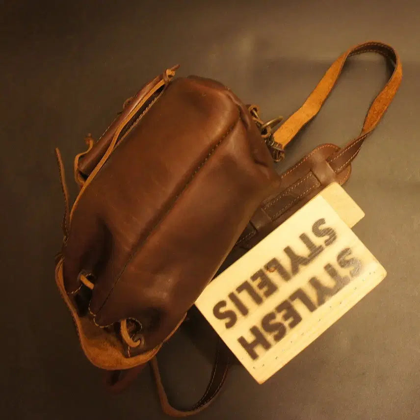 [BUNJANG] Vintage Leather Mini Backpack / 244 빈티지 미니배낭 가죽백팩 배낭 미니백팩 여자백팩 레더미니백