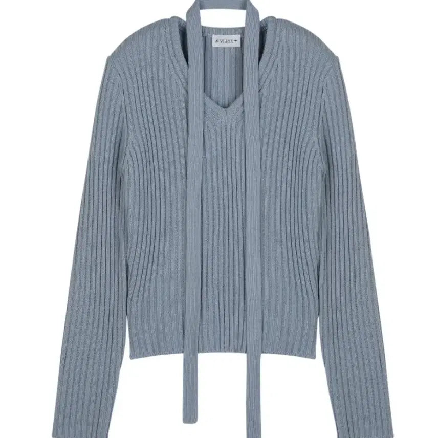 [BUNJANG] Bleti V-Neck Tie Knit Set / (새상품)블레티 브이넥 타이 니트 셋트