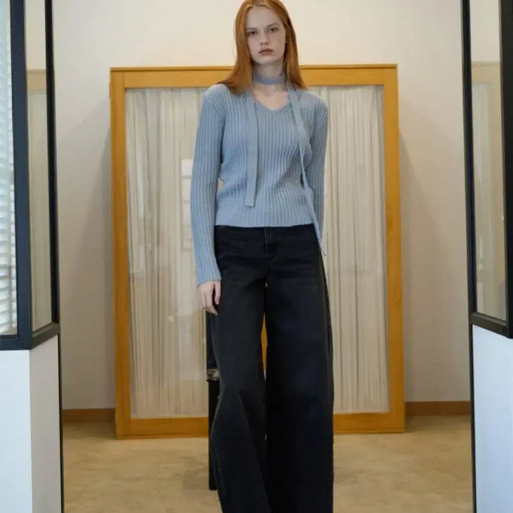 [BUNJANG] Bleti V-Neck Tie Knit Set / (새상품)블레티 브이넥 타이 니트 셋트