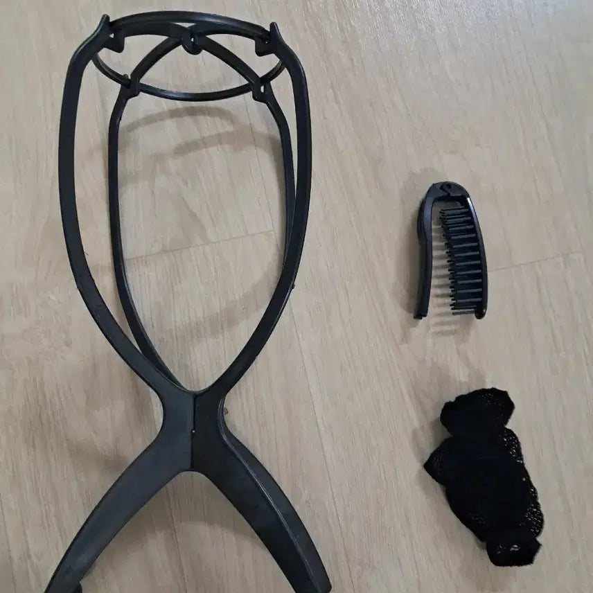 [BUNJANG] Hime Cut Black Wig Set / 가발망, 거치대, 빗 포함) 히메컷 지뢰계 가발 통가발 긴머리 코스프레