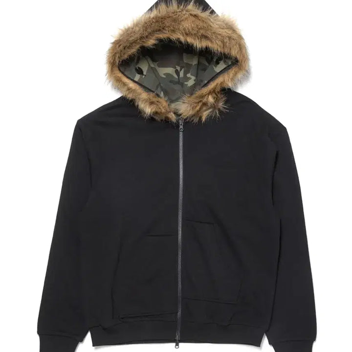 [SOLD OUT] (4, L) 해칭룸 리버시블 폭스 퍼 후디 블랙 카모 카키