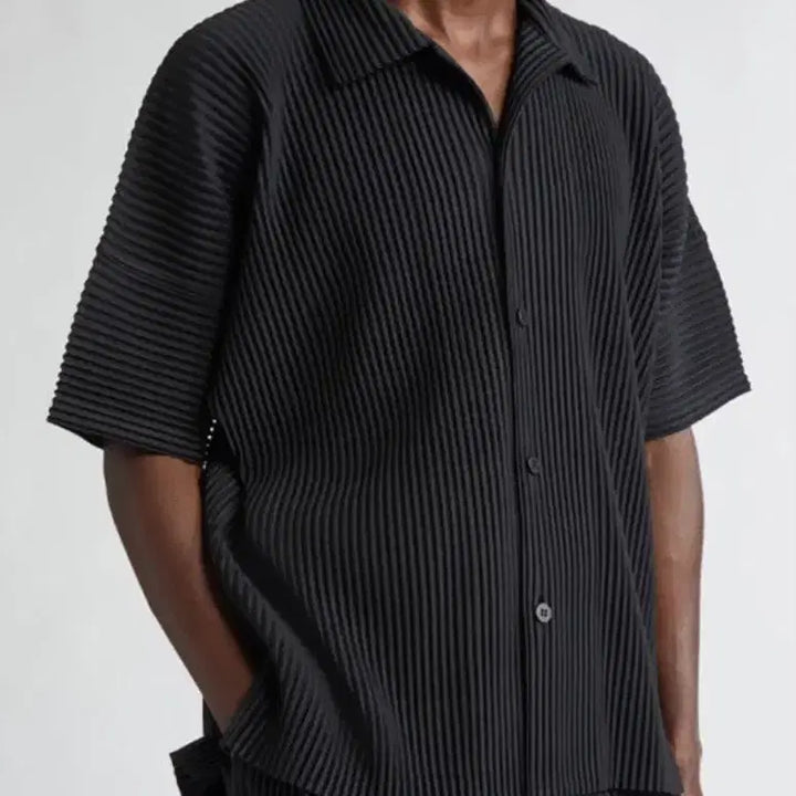 [BUNJANG] Homme Plisse Issey Miyake MC Short Sleeve Shirt Black / [2] 이세이미야케 옴므 플리세 MC 반팔 셔츠 블랙