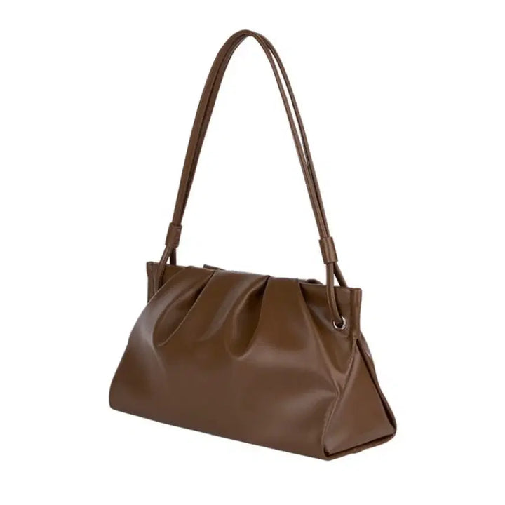 [BUNJANG] Munei Pleats Leather Shoulder Bag Brown Tote Bag / <새상품>뮤니에 플리츠 레더 숄더백 브라운 토트백