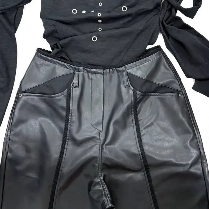 [BUNJANG] Bohemian Seoul 2000 Archives Trimming Bird Leather Pants / (새상품) 0104 레더팬츠 보헤미안서울 2000아카이브스 트리밍버드