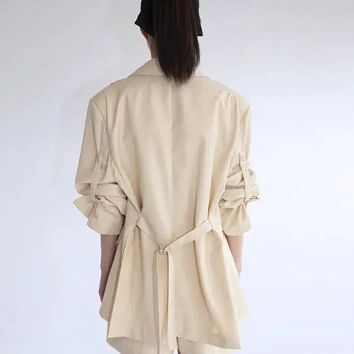 [BUNJANG] Nofficial No Piece Roll-up Sleeveless Pintuck Jacket - Butter / 노피셜노피스 롤업 슬리브리스 핀턱 자켓 버터 새 제품