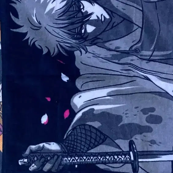 [BUNJANG] Gintama Gintoki White Yaksha Classic Towel Poster / 은혼 고전 쿠지d상 긴토키 백야차 흑백 타올포스터 제일복권 삼젯피규어가챠