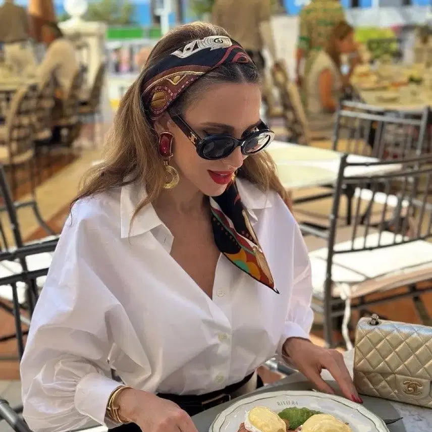 [BUNJANG] Chanel Chain Pattern Scarf / 샤넬 스카프 체인 패턴 아이보리