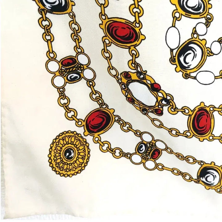 [BUNJANG] Chanel Chain Pattern Scarf / 샤넬 스카프 체인 패턴 아이보리