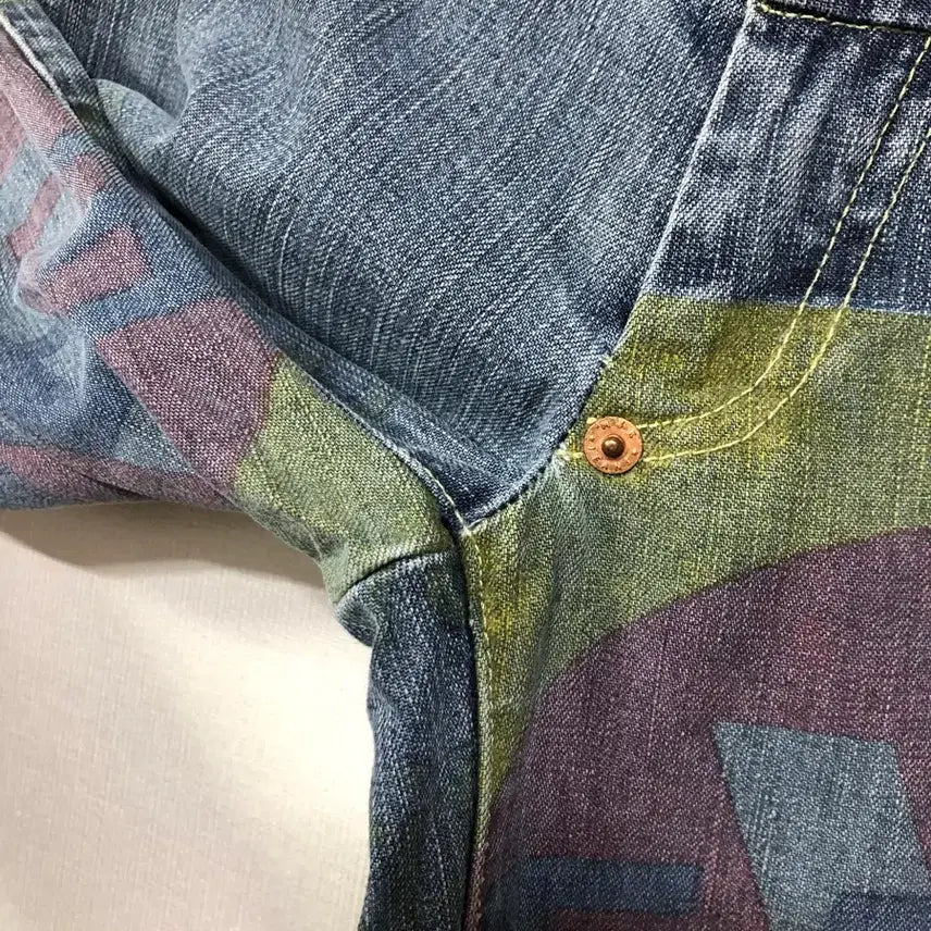 [SOLD OUT] (일본) 엔진즈 미치코코시노 여성 로우라이즈 와이드레그 프린팅 데님팬츠