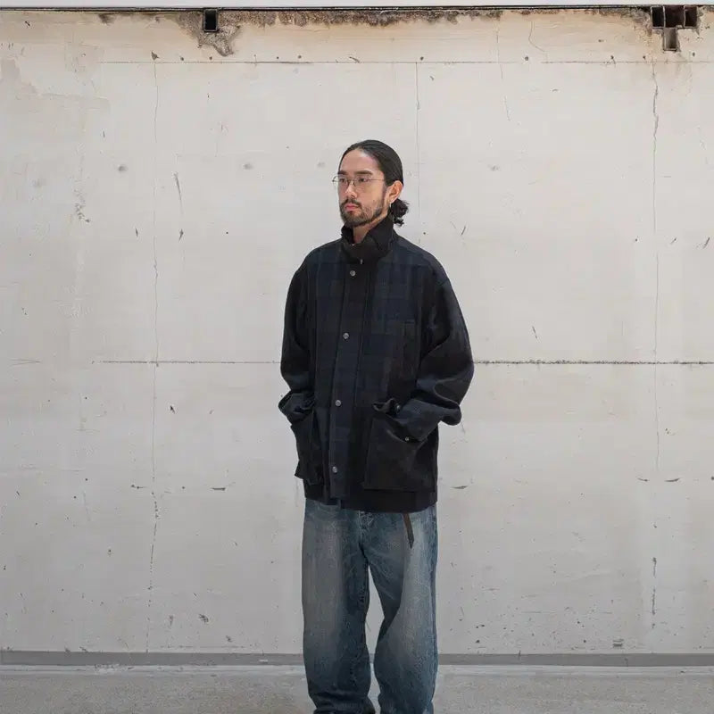 [BUNJANG] Ourselfs 24FW Check Wool Car Coat - Size 1 / 아워셀브스 24fw 체크 울 카코트 1사이즈 판매