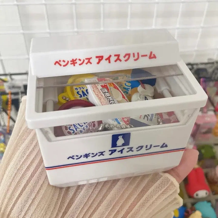 [BUNJANG] Japanese Ice Cream Freezer Case and Bench Miniature Set / 일본 아이스크림 냉동고 케이스와 벤치 미니어쳐 세트
