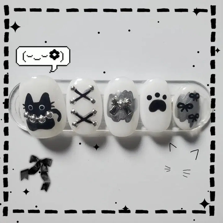 [BUNJANG] Black Cat Nail Set / 까만고양이네일