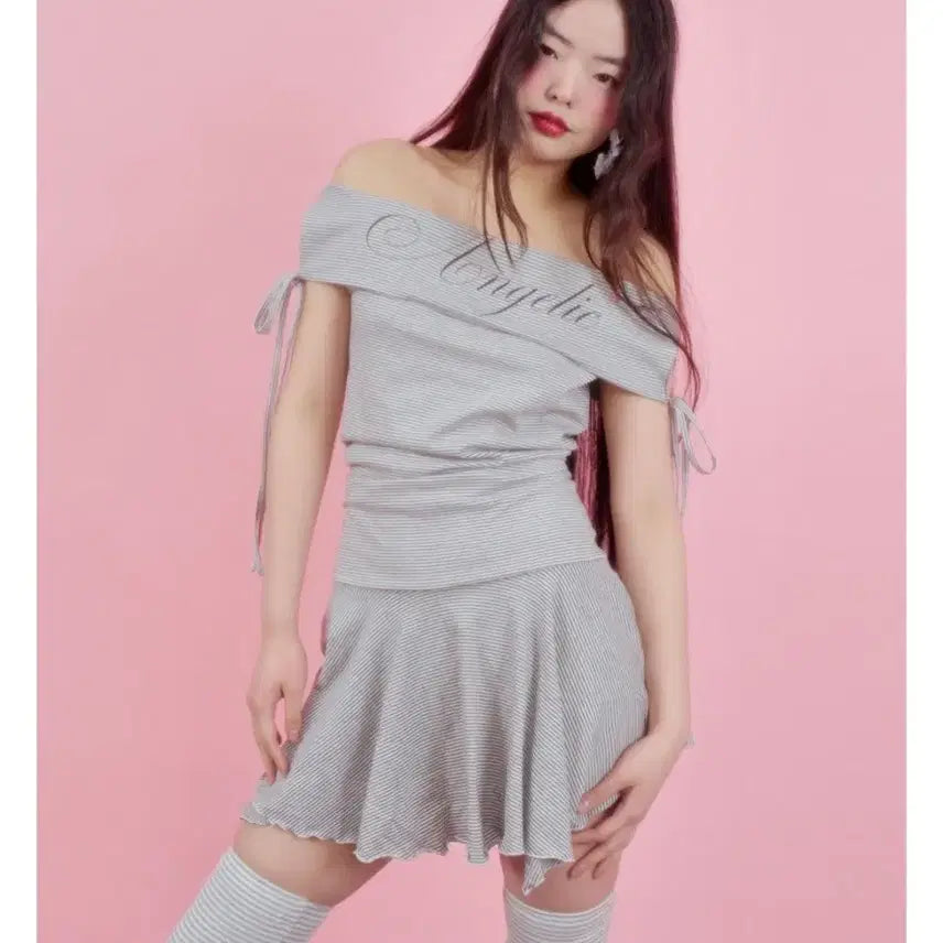 [BUNJANG] Elf Elf Angelic Stripe Dress Gray / 엘프엘프엘프 아카이브스 엔젤릭 스트라이프 드레스 그레이