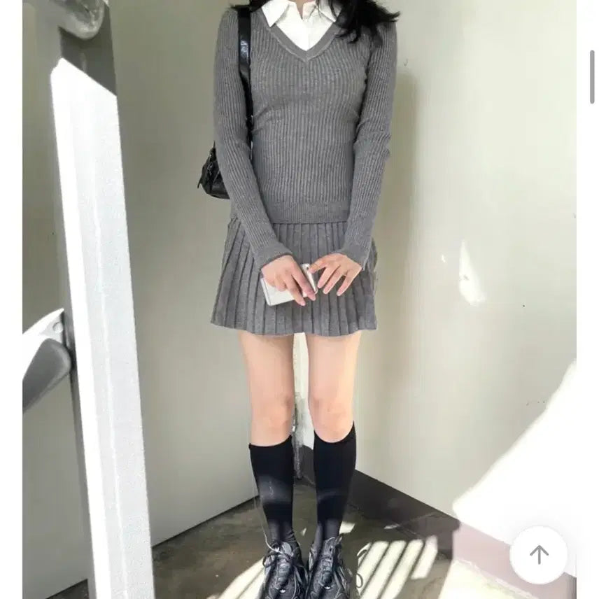 [BUNJANG] Knit Two-Piece Set / 골지 니트 투피스