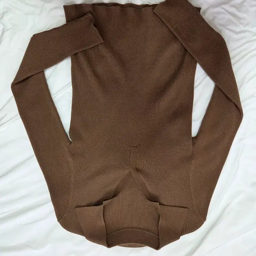 [BUNJANG] Brown Ribbed Knit Sweater / 브라운 골지 니트