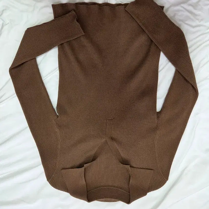 [BUNJANG] Brown Ribbed Knit Sweater / 브라운 골지 니트