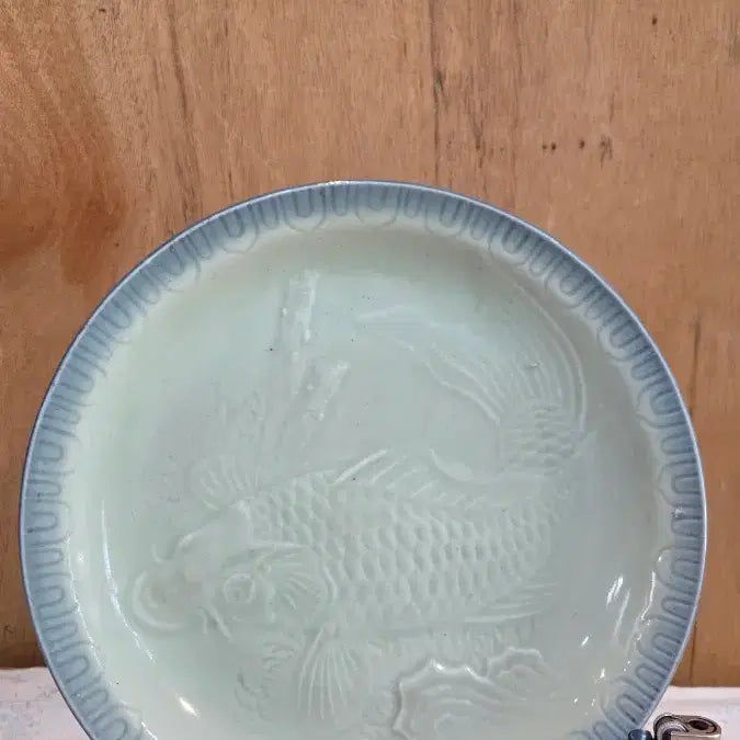 [BUNJANG] Celadon Porcelain Fish Plate / 잉어문 외사기 청접시