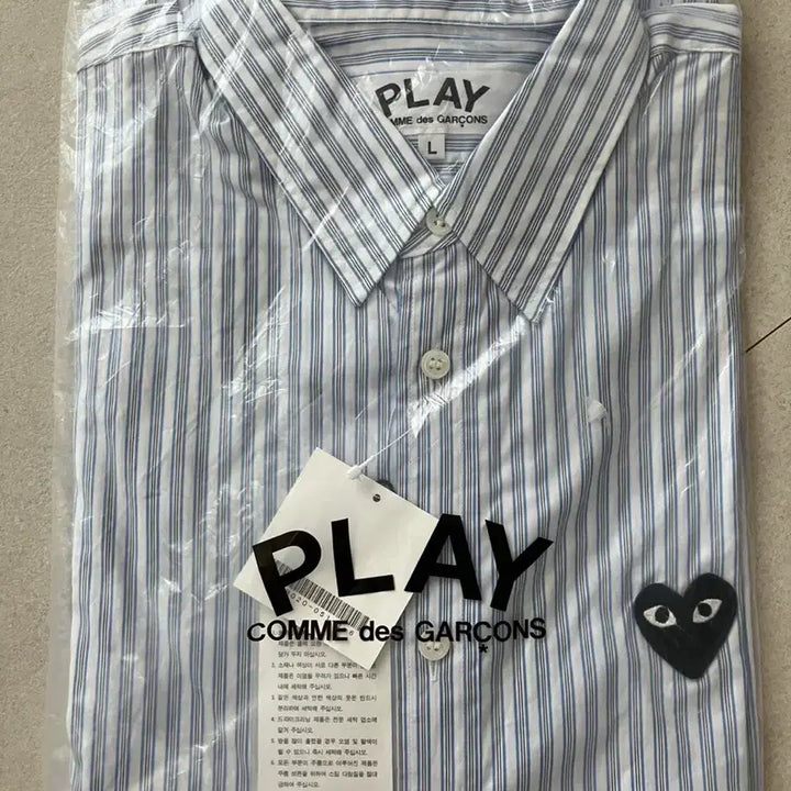 [SOLD OUT] 꼼데가르송 / 블랙 하트 와펜 스트라이프 셔츠 / L