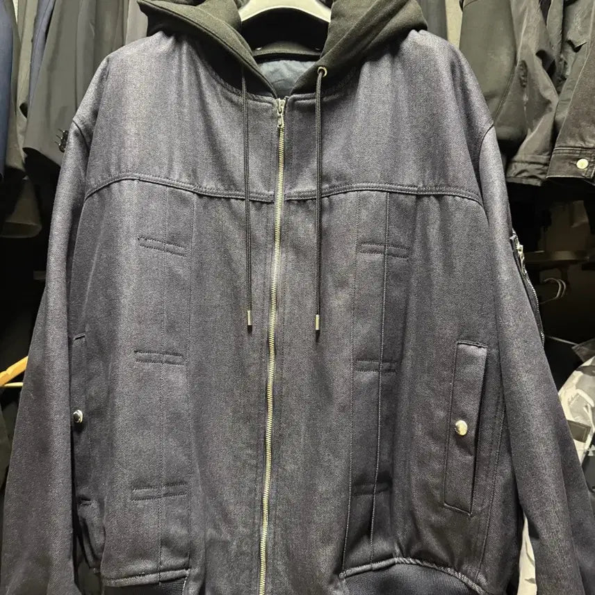 [BUNJANG] JILLSTUART NEWYORK Denim MA-1 Jacket / 질스튜어트뉴욕 후드 데님 ma-1 L