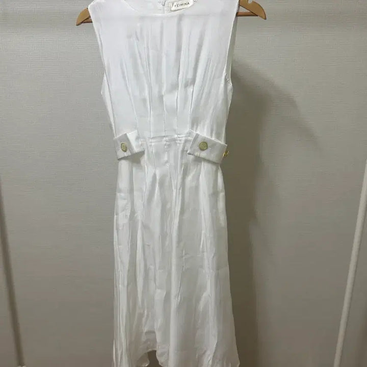 [BUNJANG] Satin White A-Line Long Dress / 새상품 샤틴 화이트 A라인 롱 원피스 민소매