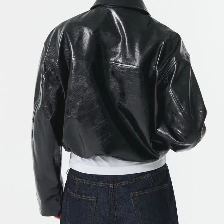 [SOLD OUT] 무신사 우먼즈 페이턴트 신세틱 레더 싱글 재킷