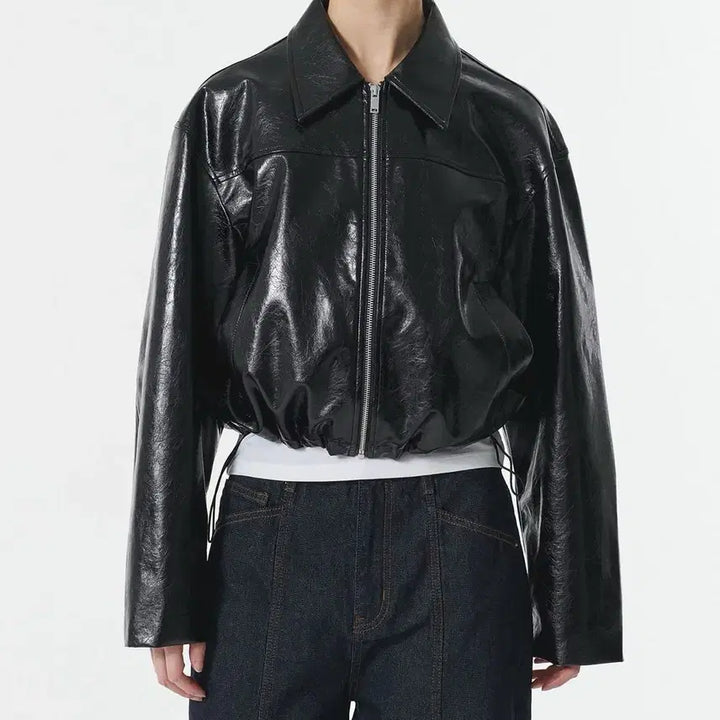 [SOLD OUT] 무신사 우먼즈 페이턴트 신세틱 레더 싱글 재킷