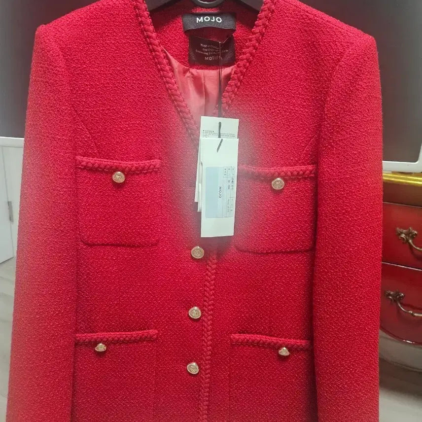 [BUNJANG] MOJO Red Tweed Jacket / 모조 레드 트위드 자켓