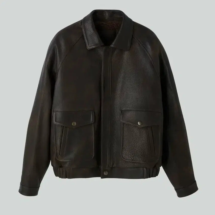 [BUNJANG] OS Recto Oversized Shearling Leather Jacket / [OS] 렉토 오버사이즈 시어링 레더 가죽 무스탕 점퍼 자켓 A2