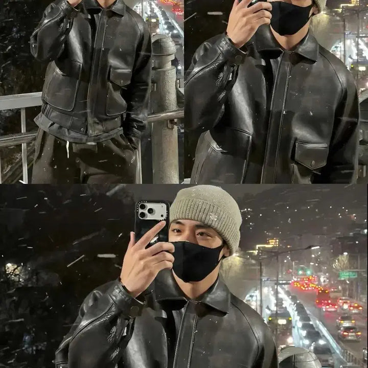 [BUNJANG] OS Recto Oversized Shearling Leather Jacket / [OS] 렉토 오버사이즈 시어링 레더 가죽 무스탕 점퍼 자켓 A2