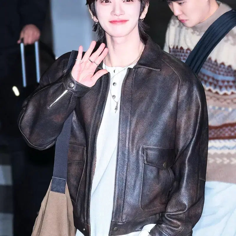 [BUNJANG] OS Recto Oversized Shearling Leather Jacket / [OS] 렉토 오버사이즈 시어링 레더 가죽 무스탕 점퍼 자켓 A2