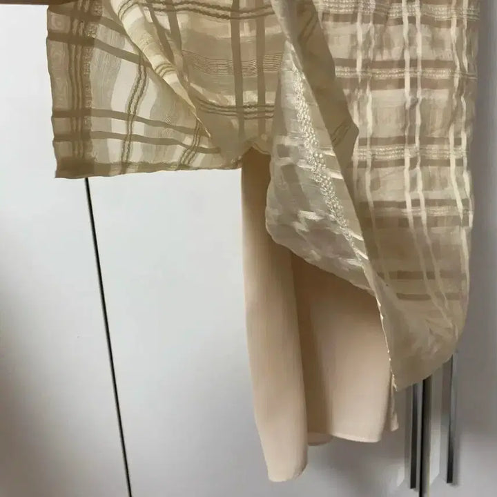 [BUNJANG] Check Layered Long Skirt (Ivory/Light Beige) / 아이보리 체크 롱스커트,연베이지롱스커트,레이어드롱스커트,레이어드롱스커트