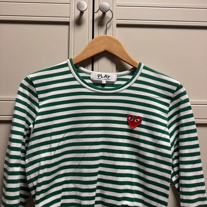 [BUNJANG] Comme des Garcons Green Striped Long Sleeve T-Shirt (L) / 최종인하 [정품] 꼼데가르송 그린 스트라이프 긴팔티 L사이즈 새상품급