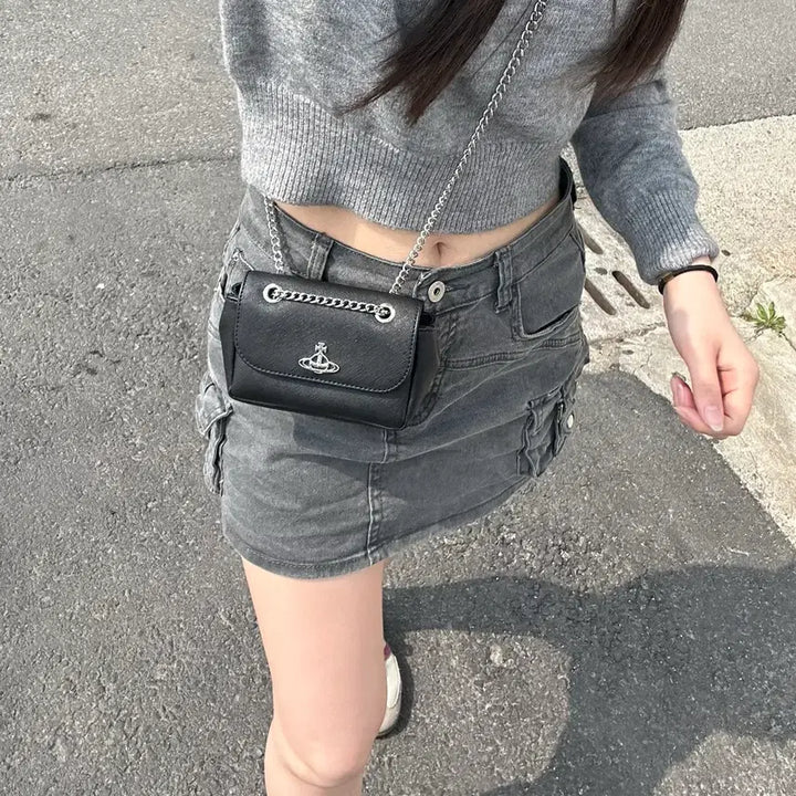 [BUNJANG] Vintage Black Denim Skirt / 빈티지 흑청치마