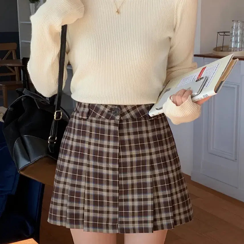 [BUNJANG] Checkered Pleated Mini Skirt / 체크 플리츠 미니스커트 S