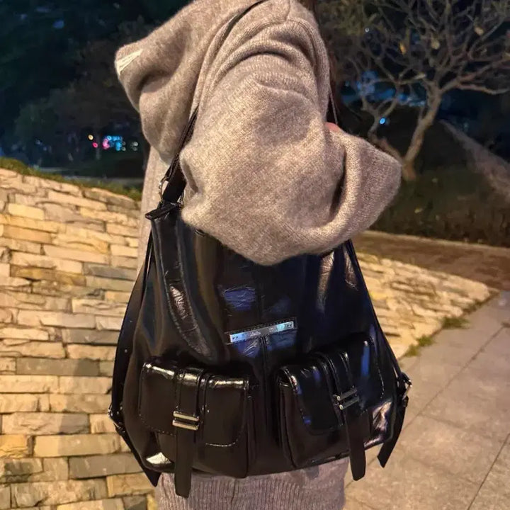 [BUNJANG] Matinkim Buckle Backpack / 블랙 버클 백팩 가방 마뗑킴