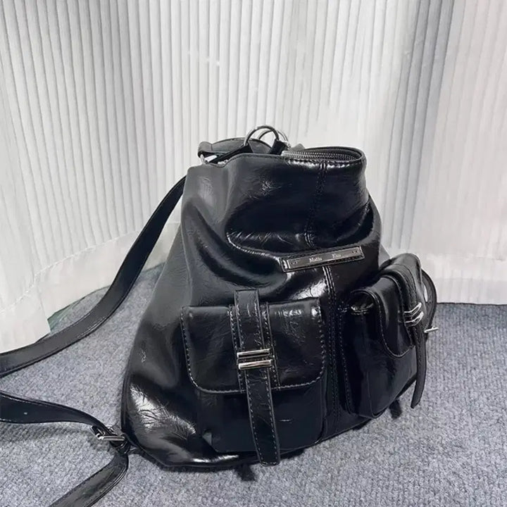 [BUNJANG] Matinkim Buckle Backpack / 블랙 버클 백팩 가방 마뗑킴