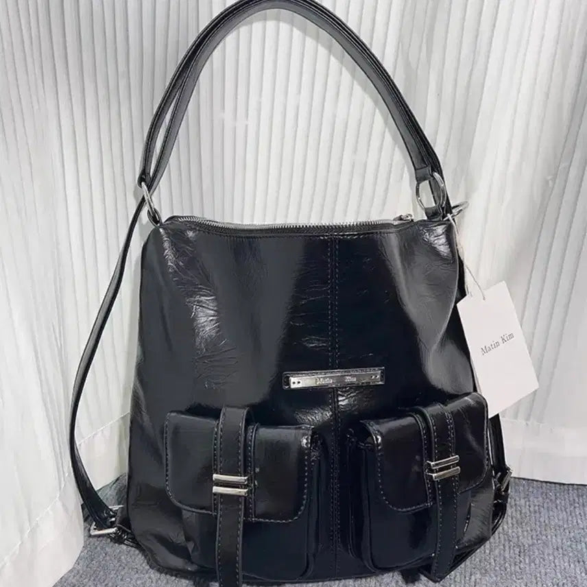 [BUNJANG] Matinkim Buckle Backpack / 블랙 버클 백팩 가방 마뗑킴