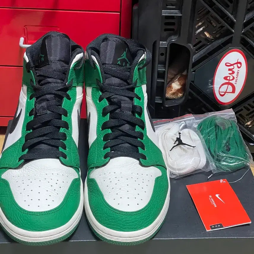 [BUNJANG] Nike Jordan 1 Mid Pine Green Sneakers / 조던1 미드 파인그린 290