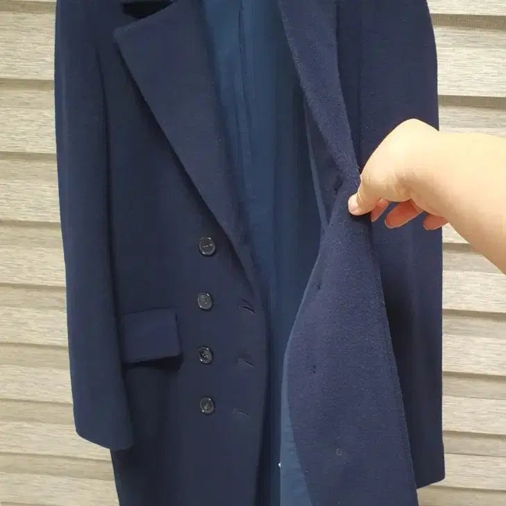 [BUNJANG] Maje Double Long Coat (Navy) / 마쥬 더블 코트 (네이비)
