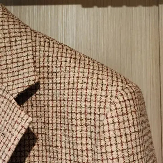 [BUNJANG] Beige Check Wool Jacket L / 베이지 체크 모직 자켓 L