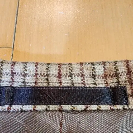 [BUNJANG] Beige Check Wool Jacket L / 베이지 체크 모직 자켓 L