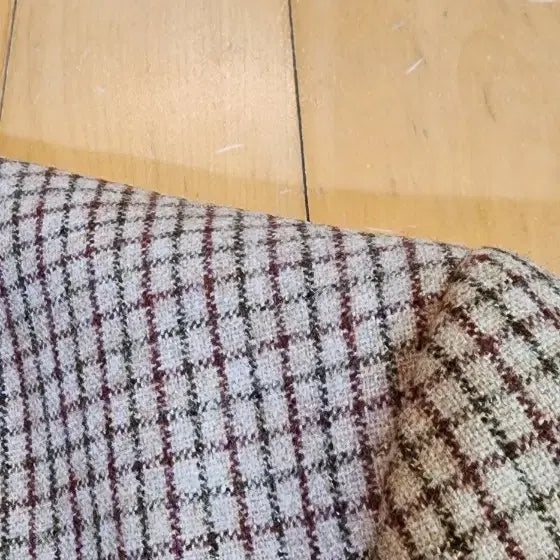 [BUNJANG] Beige Check Wool Jacket L / 베이지 체크 모직 자켓 L