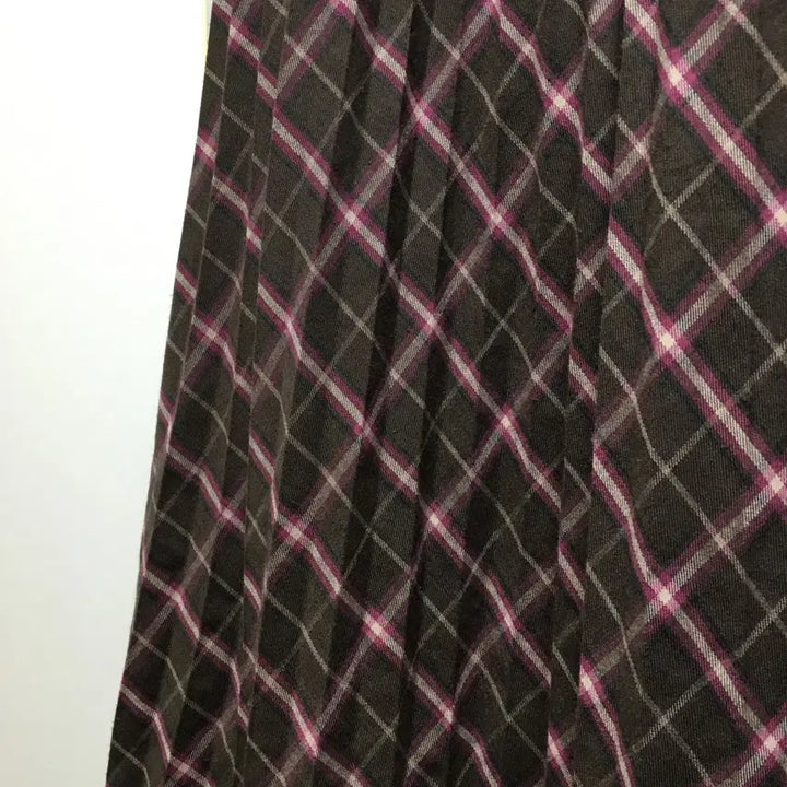 [BUNJANG] Vintage Check Pleated Long Skirt / 일본 빈티지 체크 플리츠 롱스커트 모리걸 크루