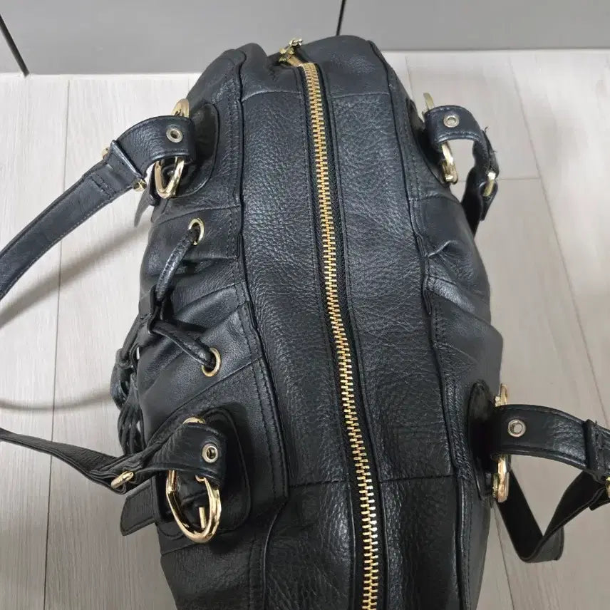 [BUNJANG] Zino Ferario Black Leather Shoulder Bag / 지노 페라리오.   블랙.가죽 숄더백