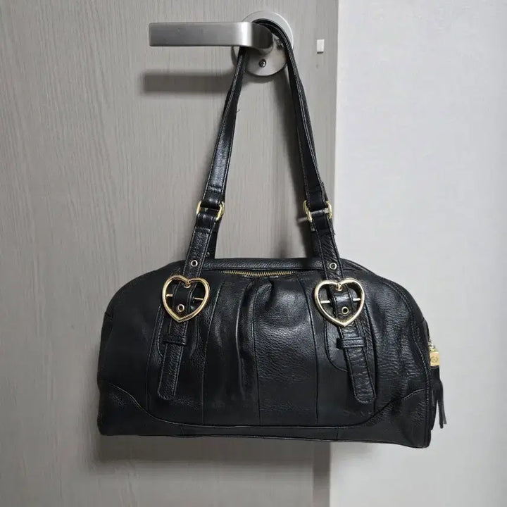 [BUNJANG] Zino Ferario Black Leather Shoulder Bag / 지노 페라리오.   블랙.가죽 숄더백