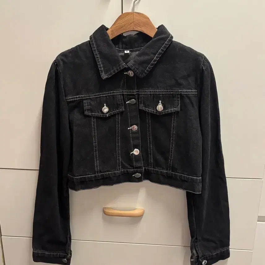 [BUNJANG] Black Crop Denim Jacket / 블랙 크롭 데님 청자켓
